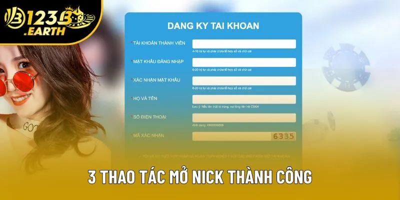 3 thao tác mở nick thành công 3 thao tác mở nick thành công