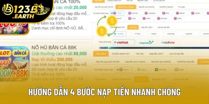 Hướng dẫn 4 bước nạp tiền nhanh chóng
